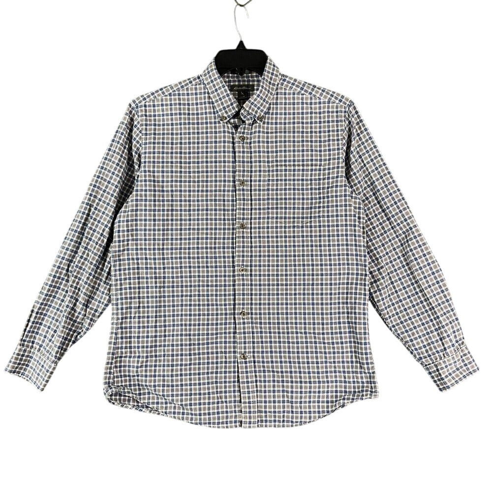 Eddie Bauer Flannel Shirt Mens M Plaid Business Casual Outdoor Rugged Rustic